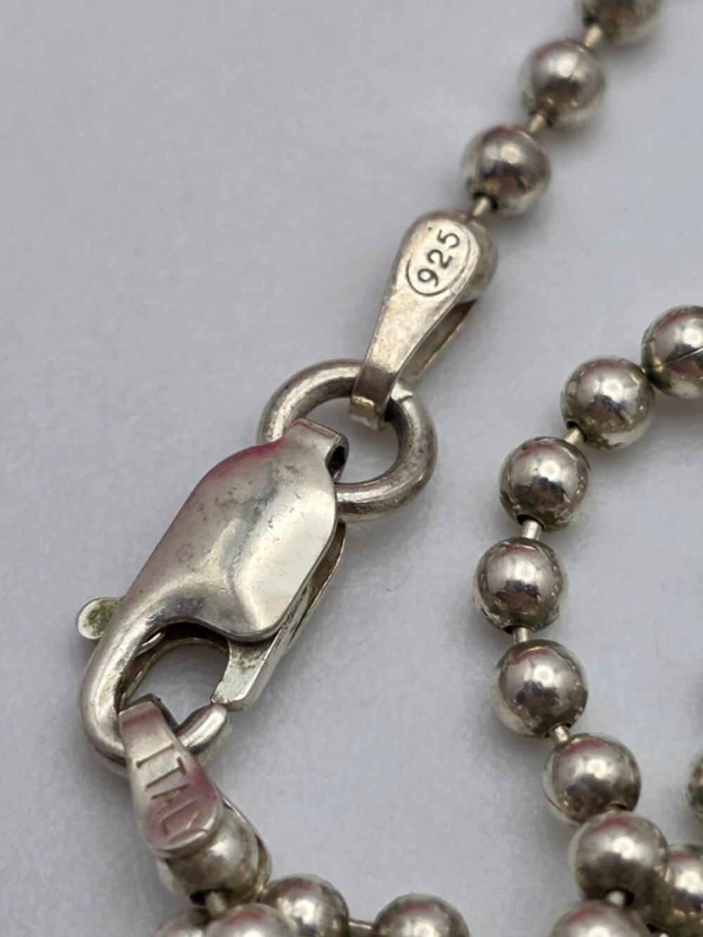 925 Sterling Silver Turquiose Pendant Necklace 24 in Ball Bead Chain Italy - Picture 7 of 10